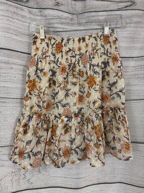 Joie Floral Smocked Ruffle Mini Skirt Size XS